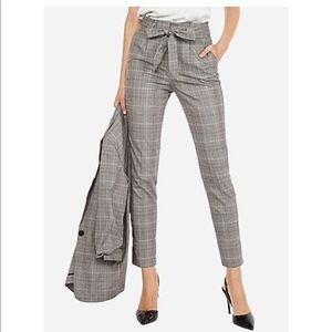 Express Petite High Waisted Plaid Ankle Pant